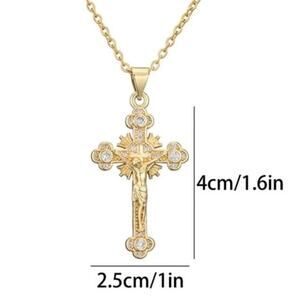 18kt Gold Plated Necklace w/ Cross Crucifix Valentine's Day Birthday Gift NEW